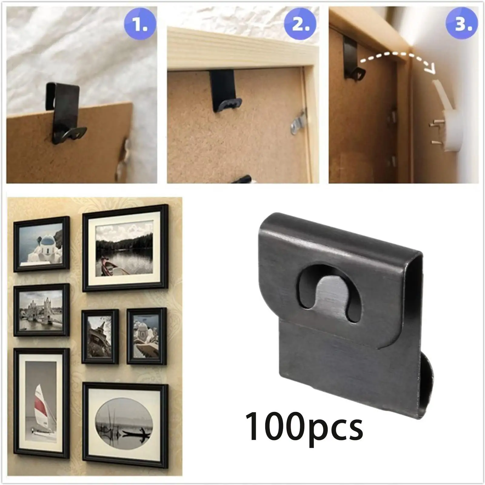 100Pcs Picture Frames Hanger Hooks for Signs Wall Mounted Clocks Arts Crafts