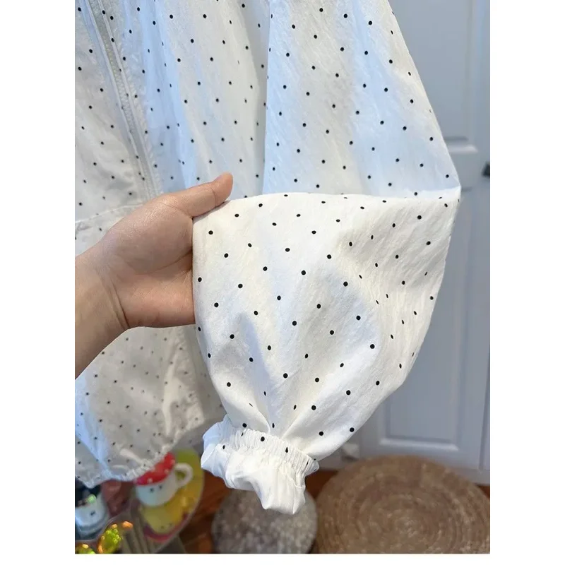 Polka Dot Sunscreen Coat Women's New Lightweight Causal Outdoor Outer Air Conditioning Cardigan Hooded Jacket Female - Image 6