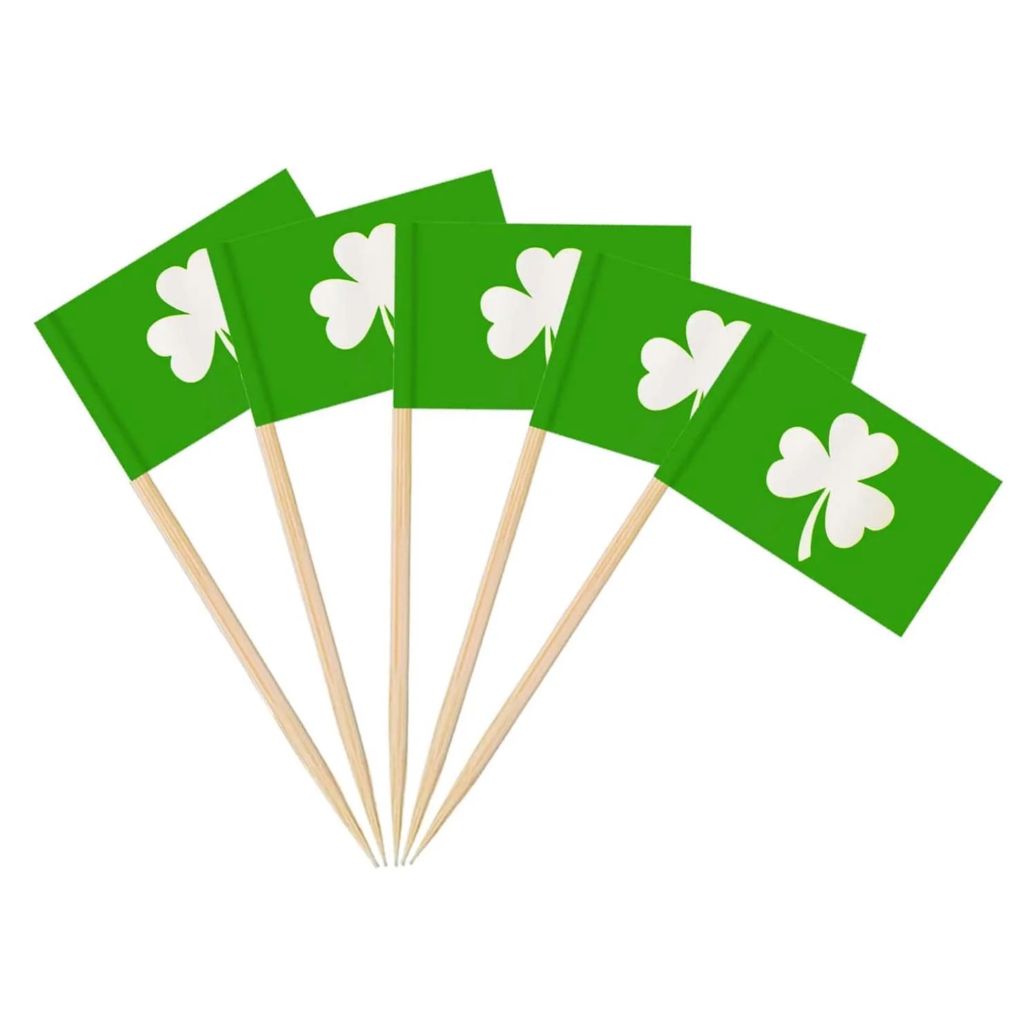 100 Pcs Shamrock Toothpick Flags for St Patrick's Day Decorations,  Cocktail Picks, Mini Clover Irish Flag Cocktail for  Party