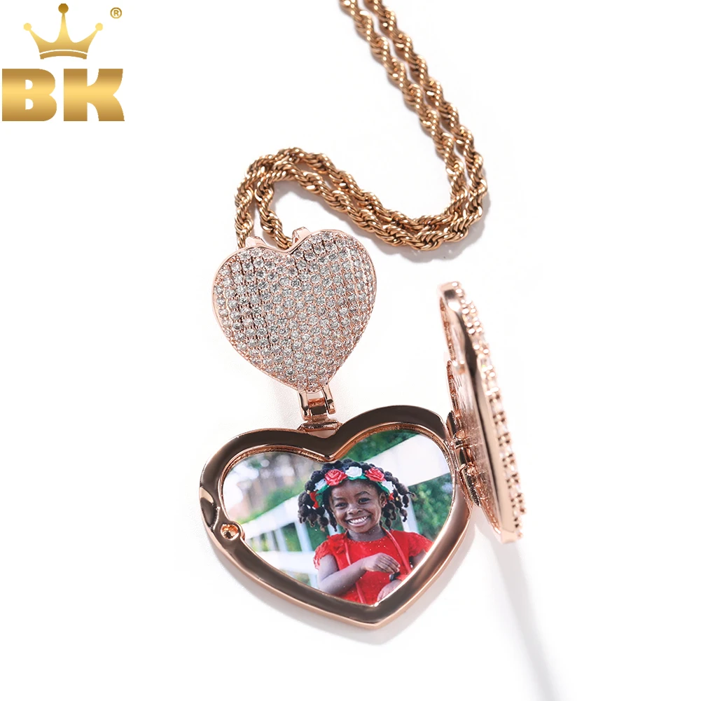 TBTK Heart Clasp Custom Large Size Heart Shape Photo Locket Frame Pendant Memory Jewelry For Lover Family Gift