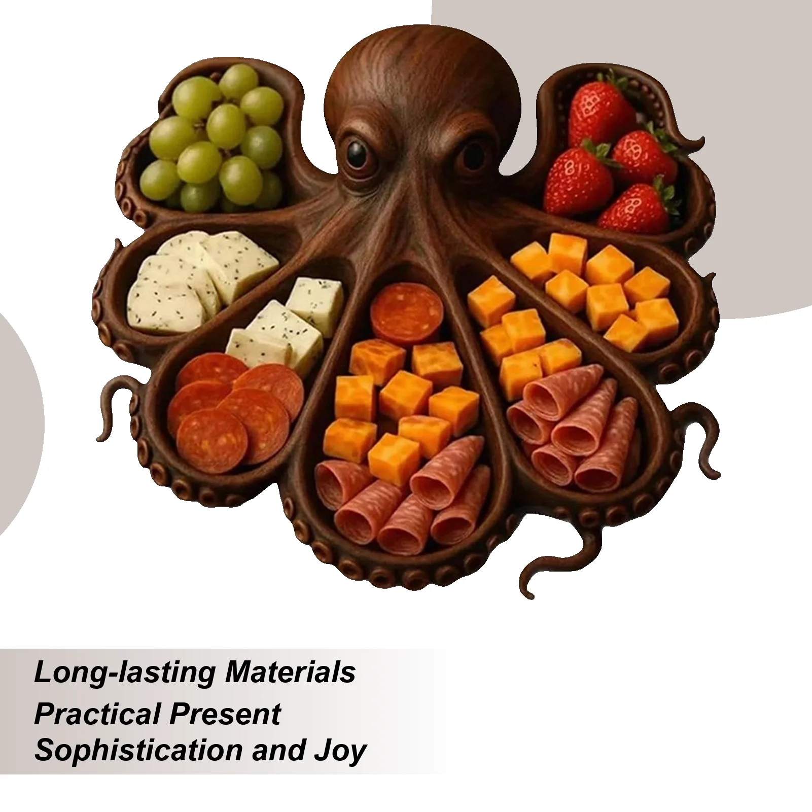 

Dinner Plate Food Tray Charcuterie Board Octopus-Shaped Dinnerware for Entertainers Kitchen Seafood Lovers Counter Meat Picnic