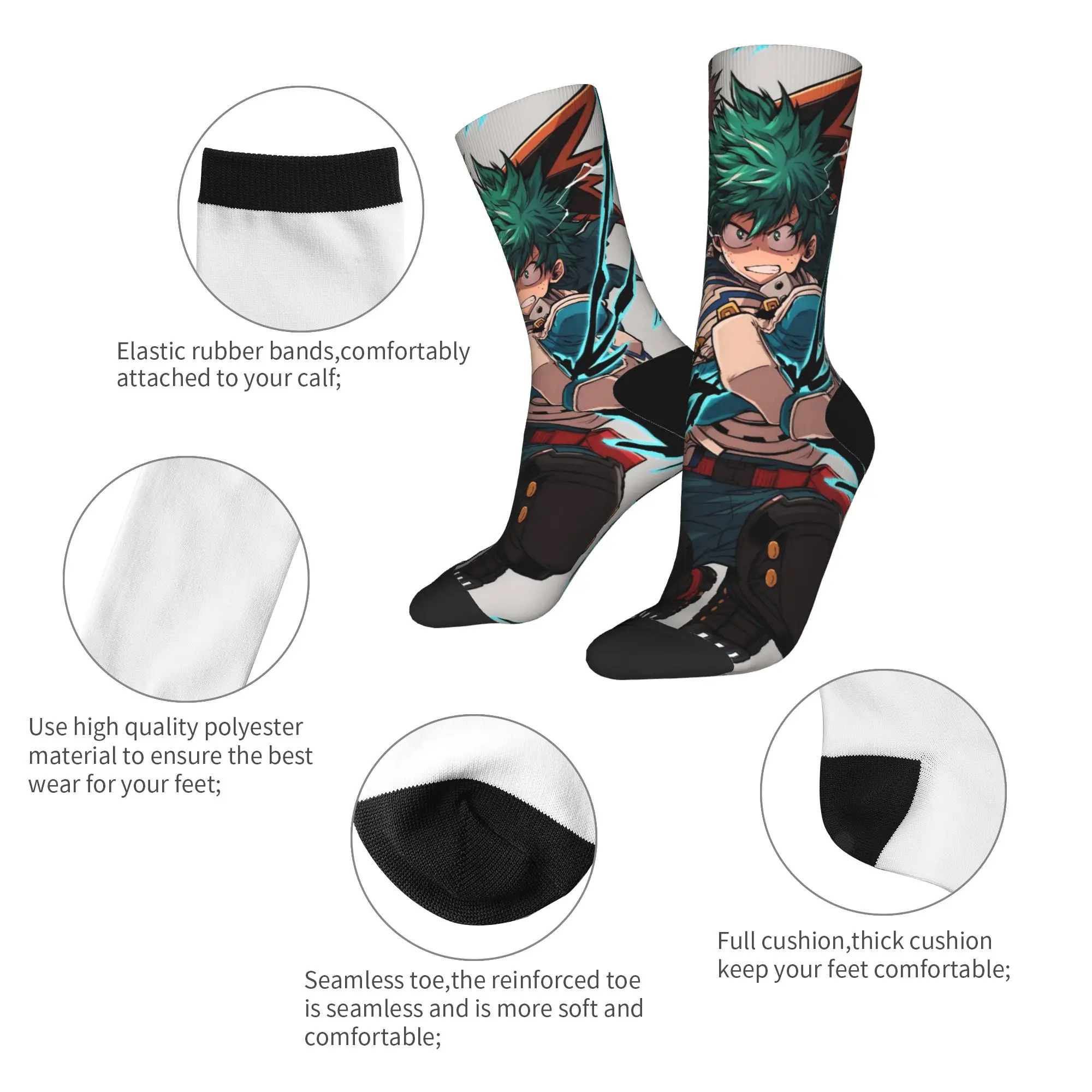 Kaus Kaki My Hero Academia, Kaus Kaki Unik Musim Gugur Anti-Selip untuk Pria, Kaus Kaki Lembut dengan Grafis untuk Mendaki