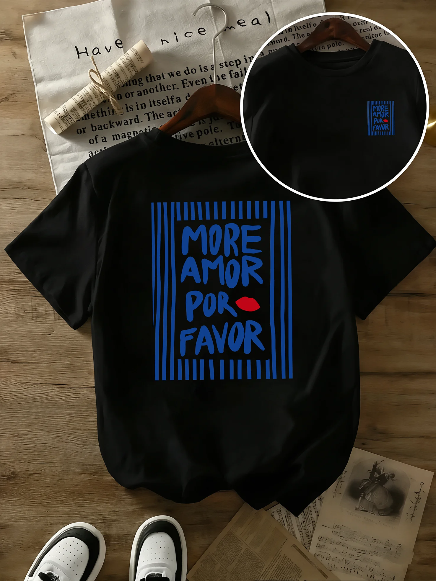 More Amor Por Favor Creative Design Women's T-shirt Round Neck Suitable Surfing Beach Tops Summer Short Sleeves Women's Clothing