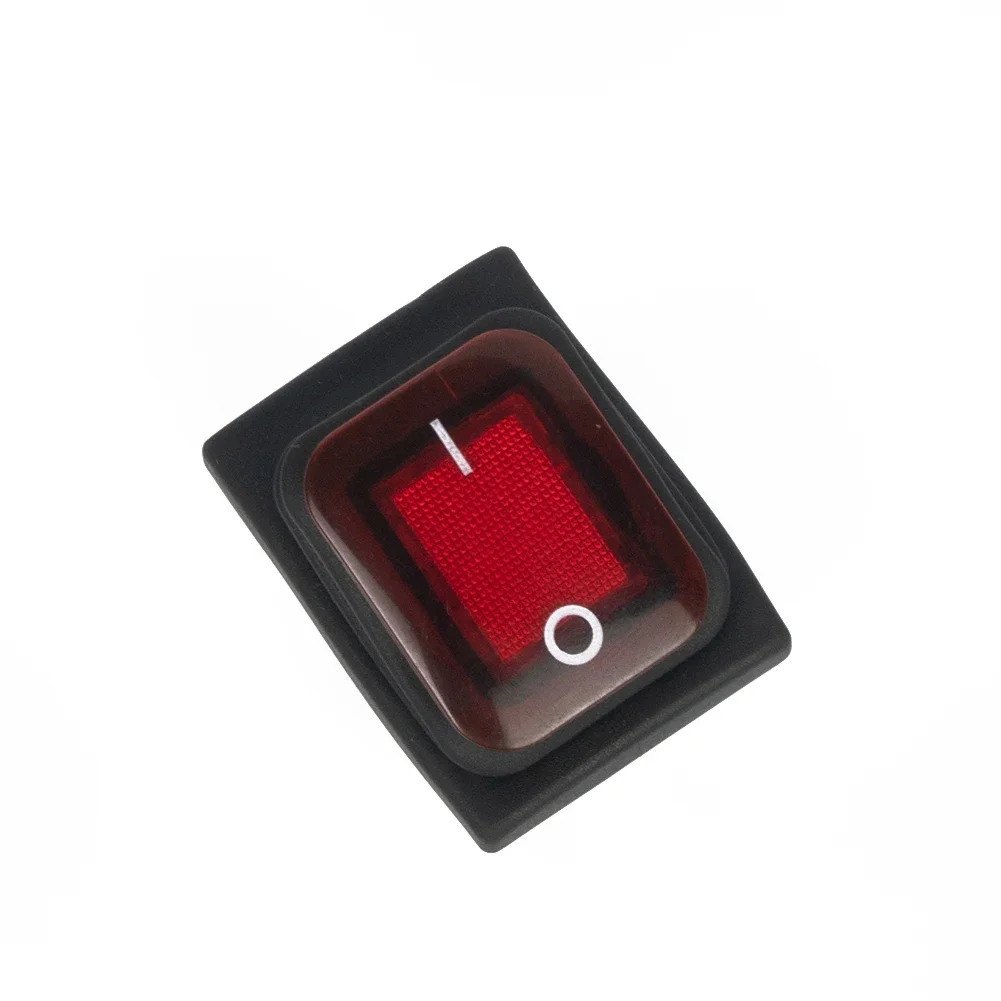 IP67 Waterproof Rocker Switch, Rectangular Design, Red Illuminated On/Off Button, 20A DPST, Prevent Dust And Water