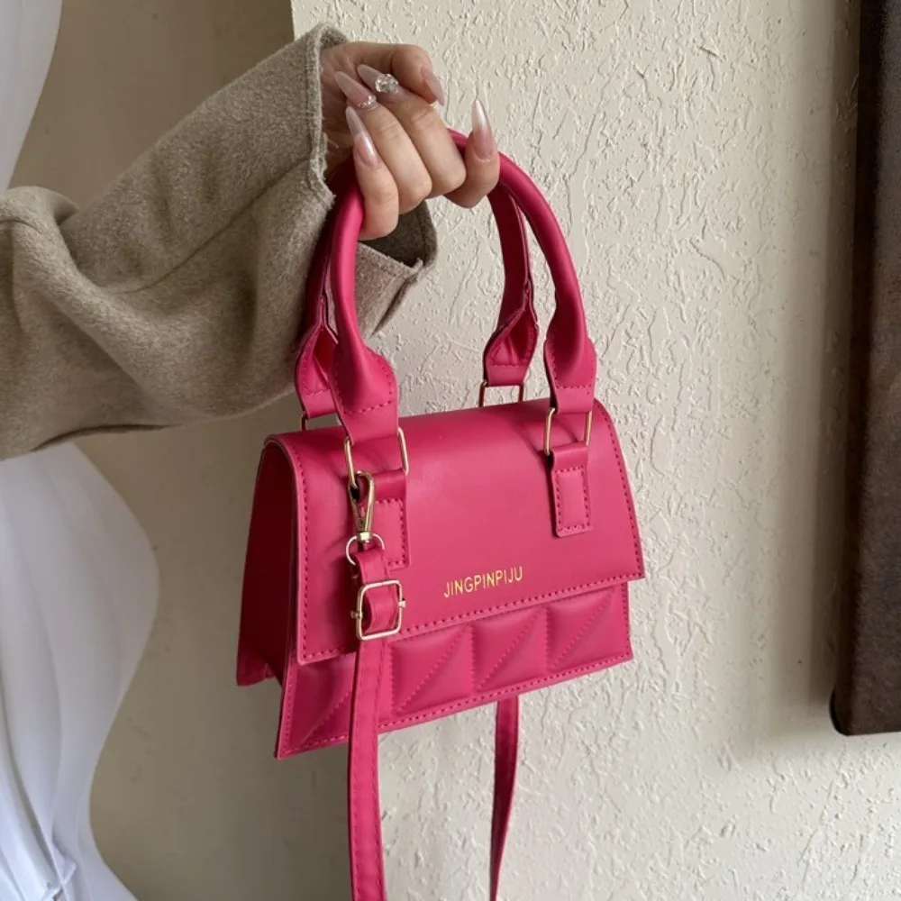 

Korean Style Plaid Leather Square Bags All-match Waterproof Single Shoulder Bag Temperament Solid Color Crossbody Bag Outdoor