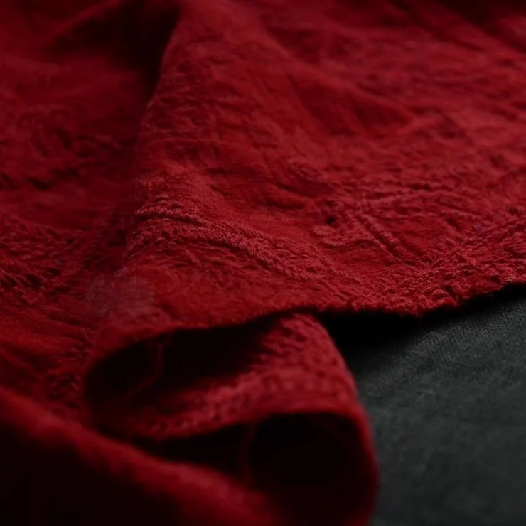 

Thi Cotton Linen Embroidered Skirt Jaet Fabric Handmade Women's Red Robe Pants Material Autumn Winter Home Fabric Sponge Pad