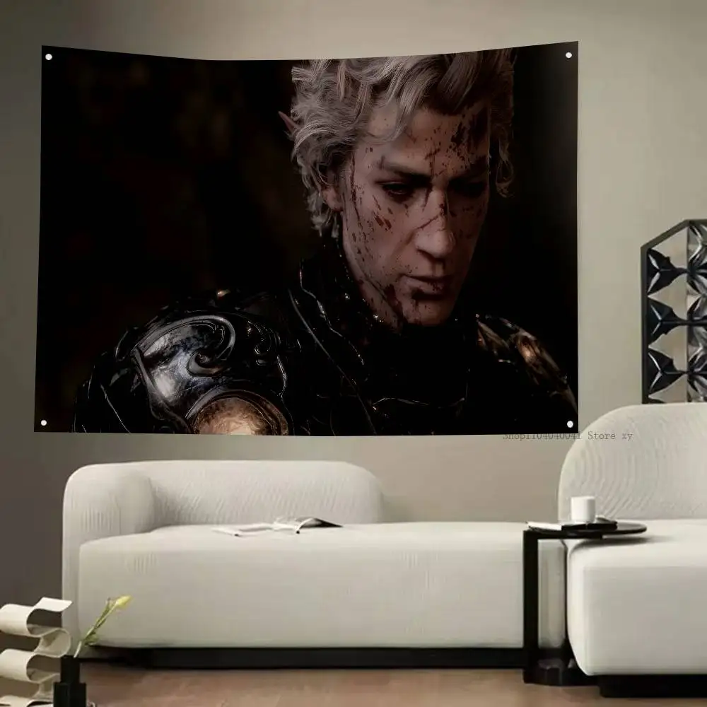 1oc لعبة أنيمي Astarion Baldur بوابة العلم لافتات أربعة حفرة العلم البوليستر ديكور خارجي غرفة الجمالية