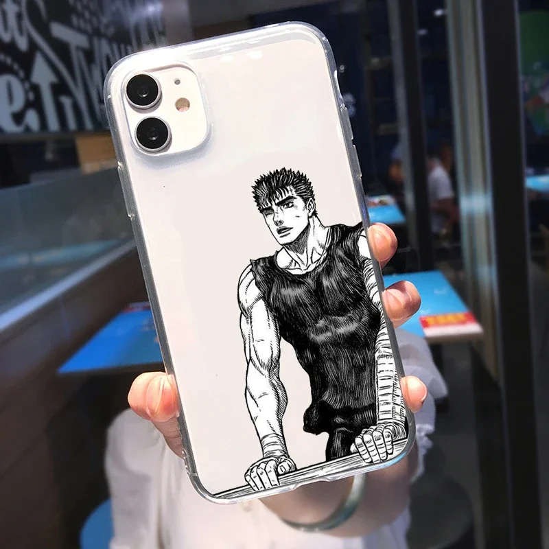 Berserk Guts Anime Phone Case for iPhone 15 14 13 12 11 Pro Max 14 Plus X Xs Max XR SE 2020 8 7 Plus Soft Cover Coque Funda