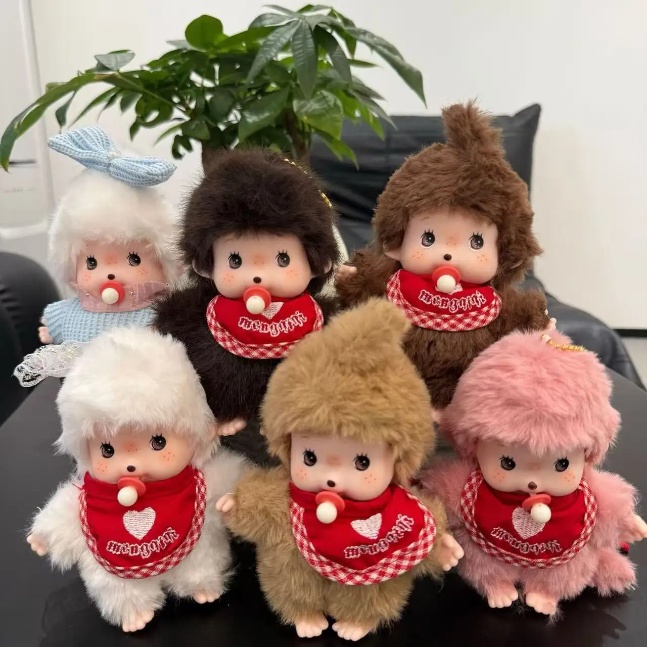 Cute Monchhichi Baby Doll Keychain Birthday Party Gift Monchhichi Hanging Pendant Doll for Bags Cartoon Monkey Pendant