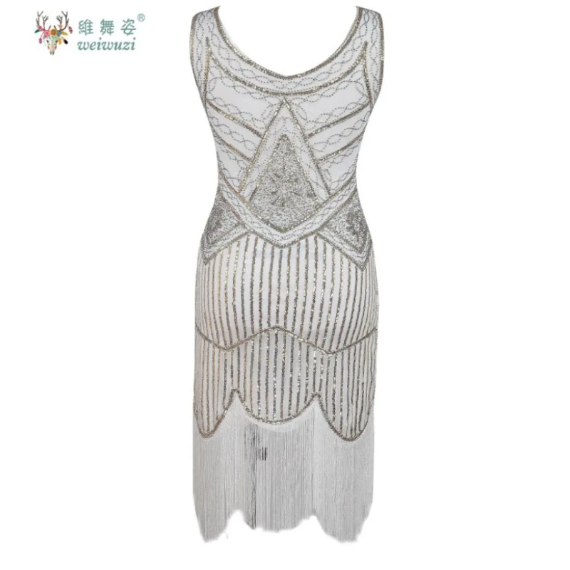 플러스 사이즈 1920년대 플래퍼 드레스 그레이트 개츠비 프롬 이브닝 가운 V넥 신상 여성 우아한 블랙 스팽글 비즈 태슬 파티 드레스