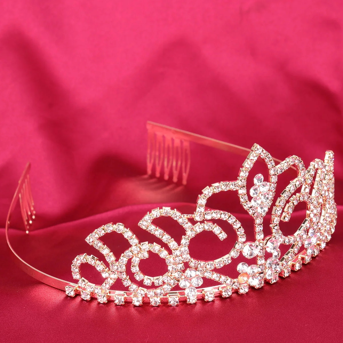 

Crystal Rhinestone Headb Crown Tiara Bridal Women Special Occasion Wedding Anniversary Hair Comb Elegant Ladies