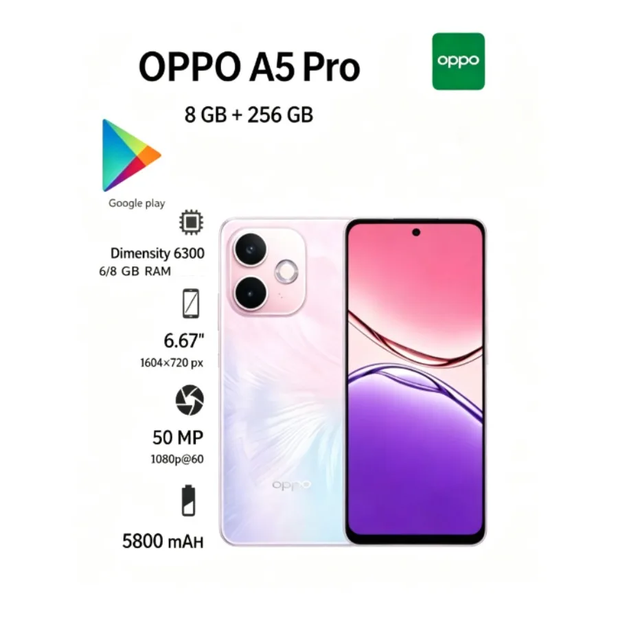 OPPO A5 pro Global Version Smartphone 8+256GB 6.7-inch 120Hz AMOLED Curved Display 2026 Newest Model