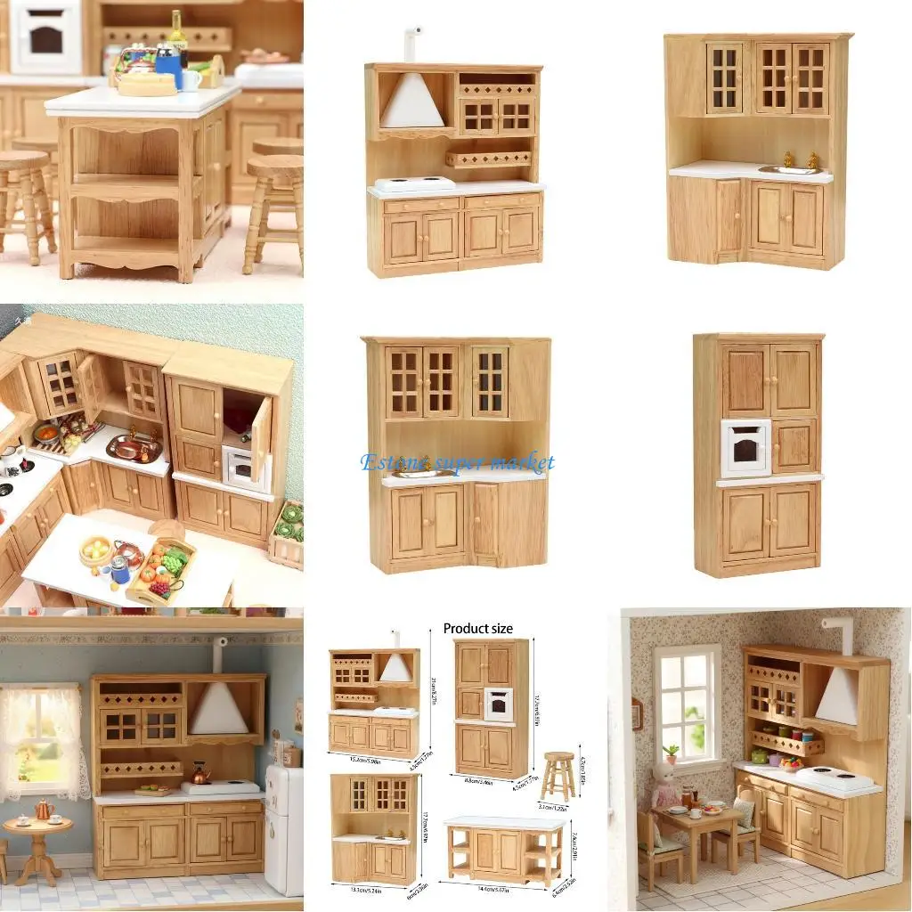 

090B Miniature Wooden Cabinet Dollhouses Furniture Handcrafted 1/12 Scale Props