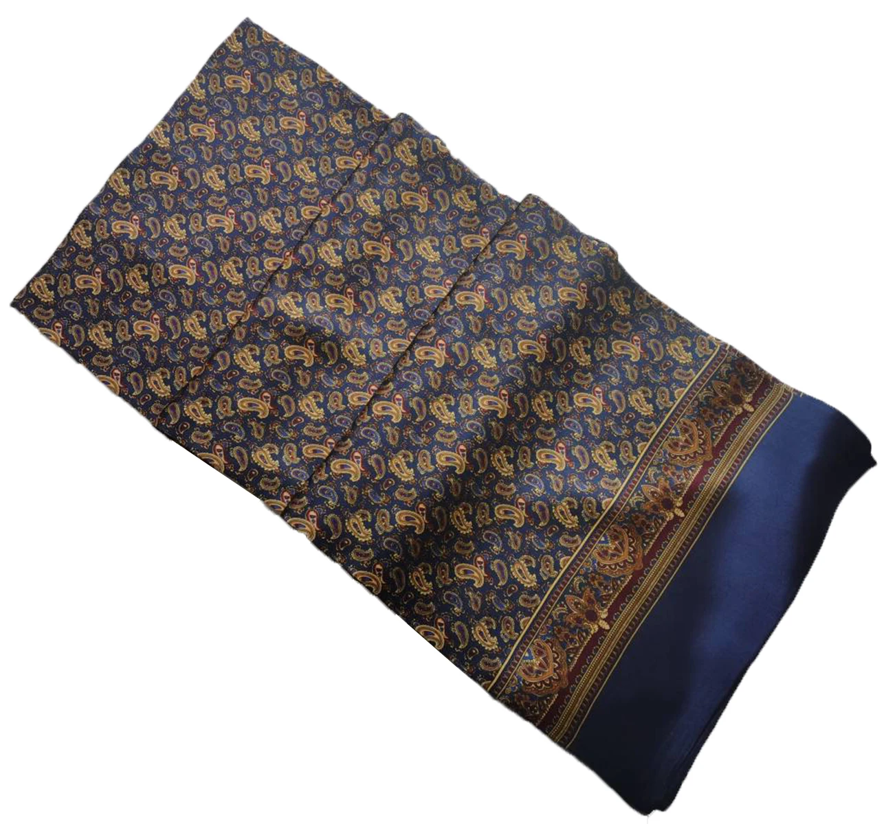 FEIMANYUAN ผ้าพันคอยาวผู้ชาย 100 ผ้าไหมลาย Paisley ธุรกิจ Tie เสื้อเชิ้ตลําลอง Double Layer Blue