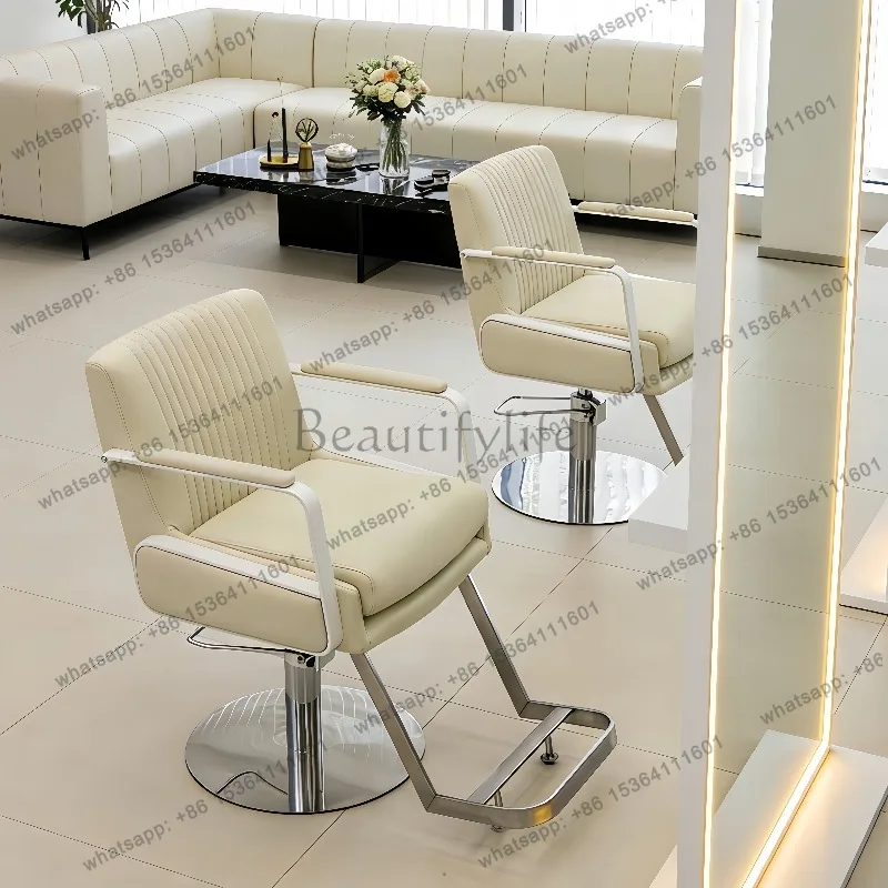 LSLuxury Trendy Barber Chairs Modern Display Design Comfortable Barber Chairs Nordic Aesthetic Vintage Sillas Salon Furniture 3