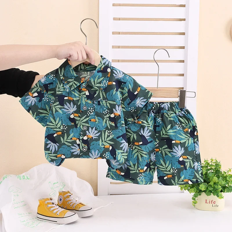 

New Summer Baby Clothes Suit Children Shirt Shorts 2Pcs/Sets Toddler Boys Clothing Infant Casual Printed Costume Kids Tracksuits