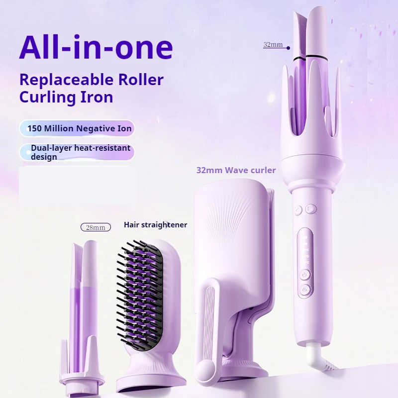 

4-in-1 Automatic Curling Iron Multifunction Hair Styler Ceramic Negative Ion Straightener Curler Wand for Women Style Waves