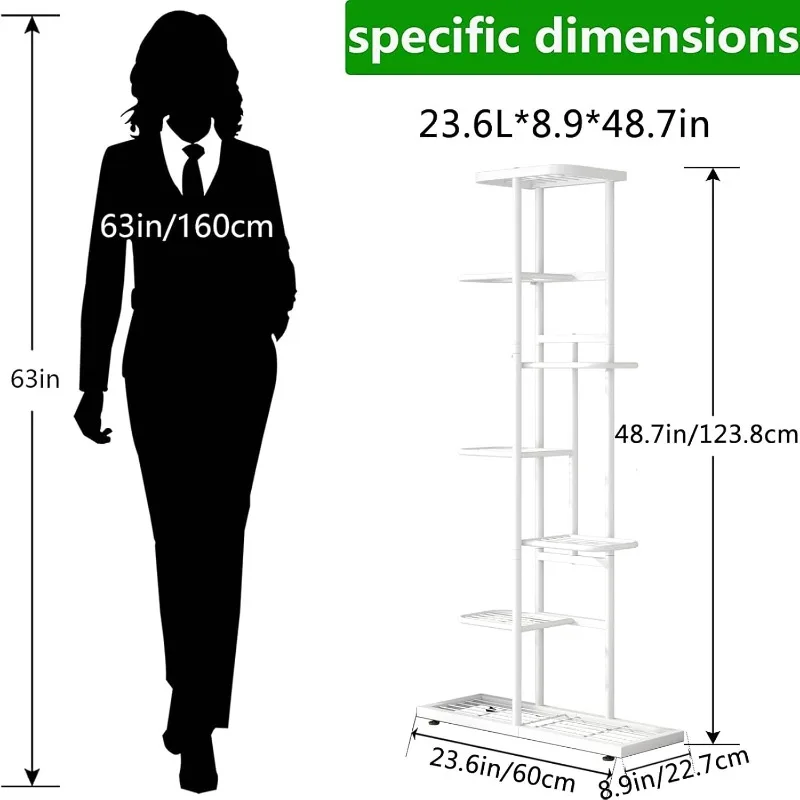 حامل نباتات معدني مكون من 7 طبقات - رف حامل أوعية زهور مكون من 8 أوعية، شاشة زراعة داخلية وخارجية لغرفة المعيشة في الفناء والحديقة والشرفة #5