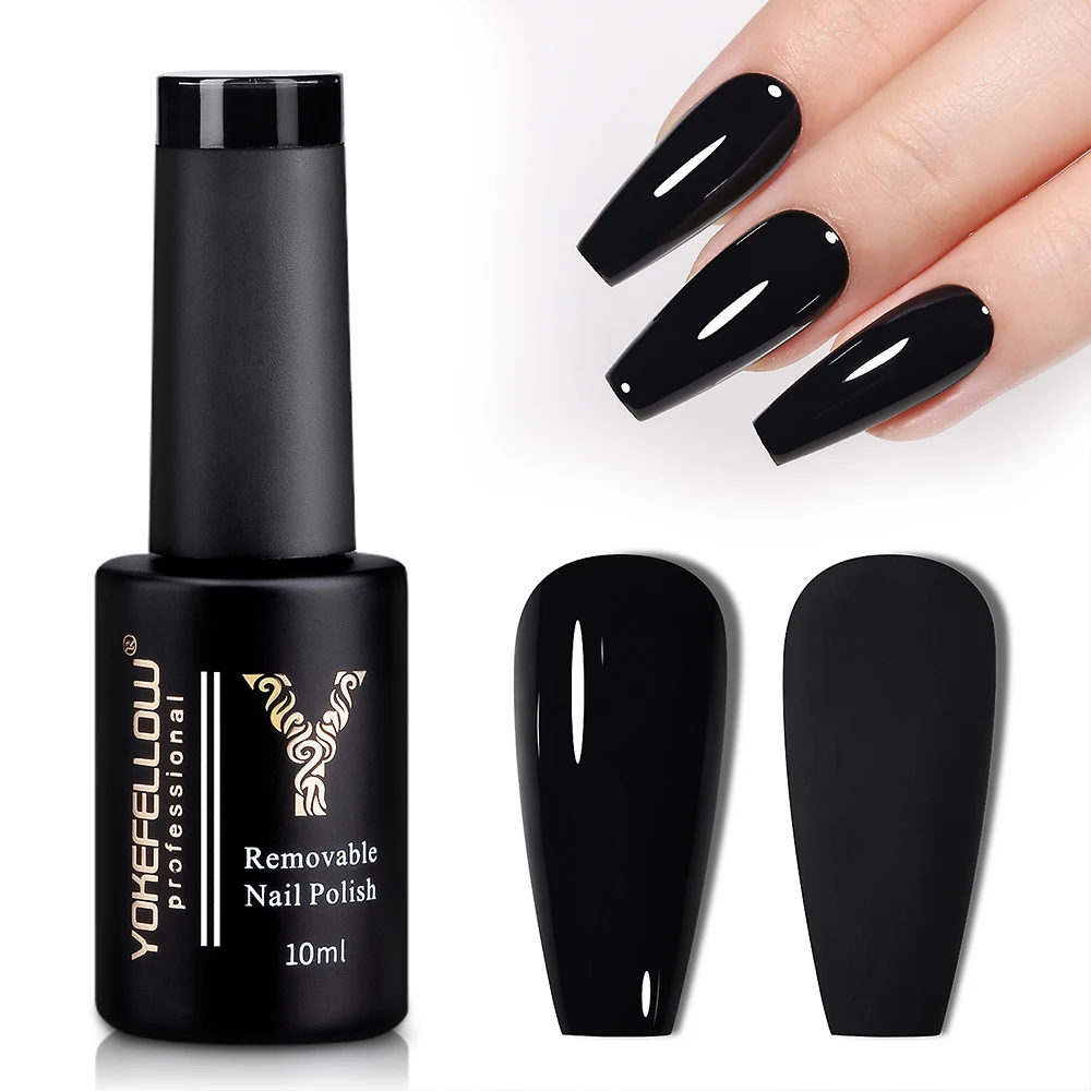 YOKEFELLOW UV LED Gel Nail Polish Black AB122 10ML Professional Semi-permanent Gel Varnishes for Nails