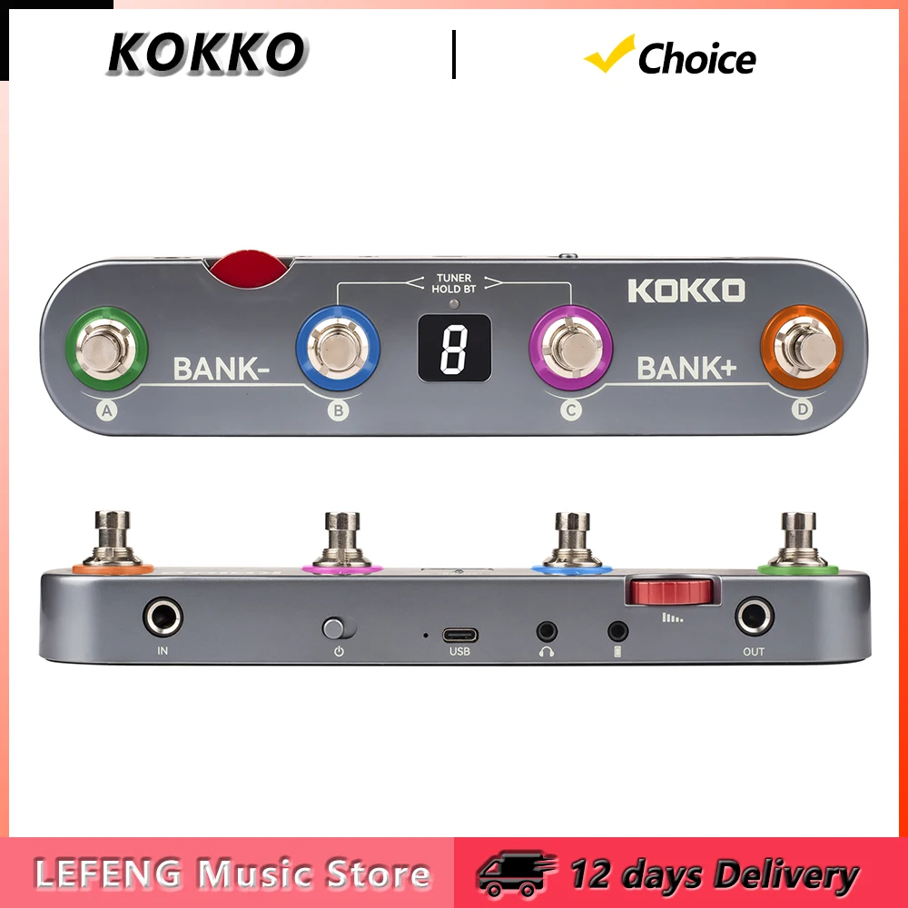 

KOKKO KE1 Guitar Multi-Effects Processor Pedal 36 Presets 6 Effect Modules Noise Reduction Boost Compression Modulation Delay