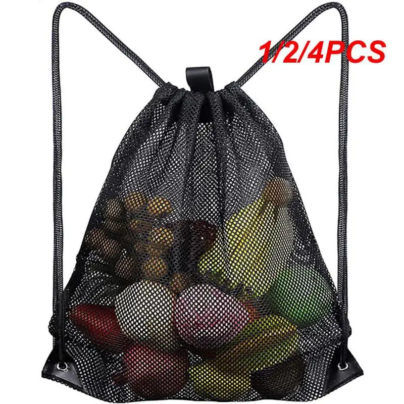 1/2/4PCS Portable Multifunctional Drawstring Mesh Bags Gym Sports Basketball Storage Shoulder Net Backpack 40*45cm Outdoor Beach