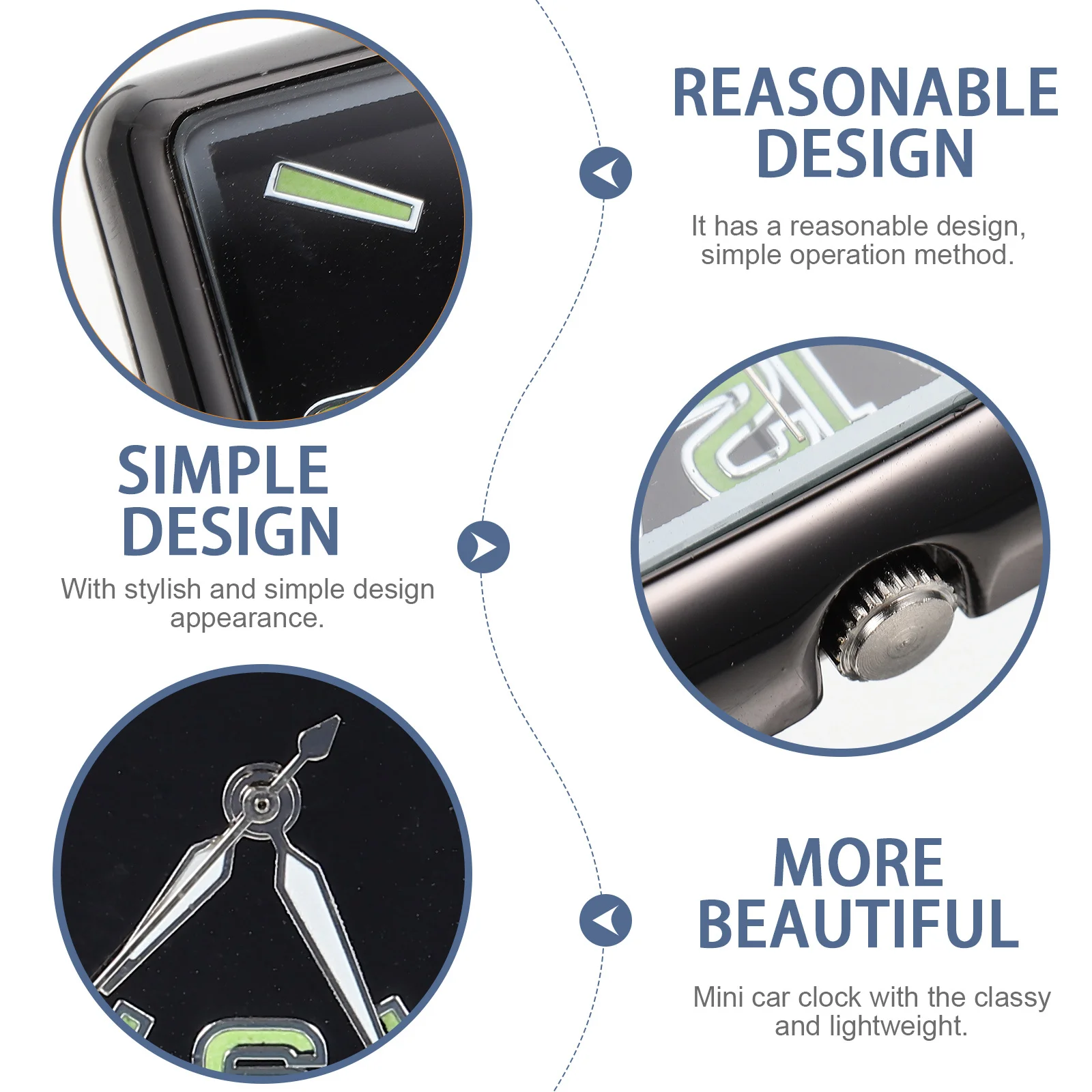 

Compact Car Dashboard Clock with Glow Design Stylish Small Analog Clock for Vehicle Home Office Decor Dashboard Supplies