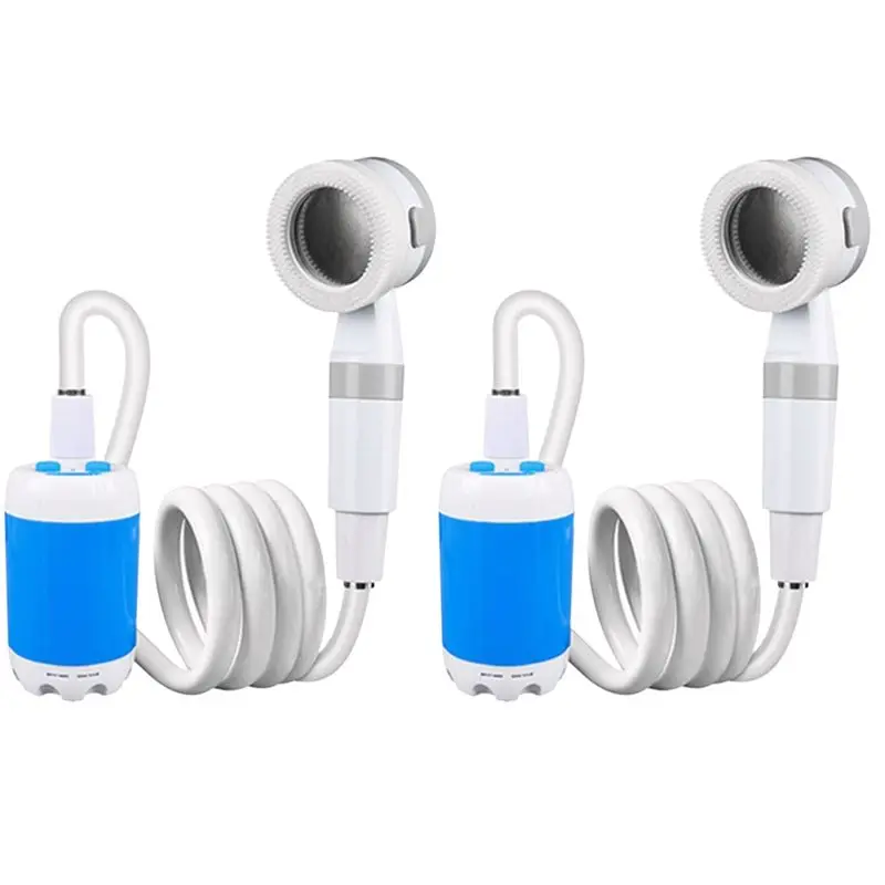 AT63-Adjustable Flow Handheld Shower Head 2 Sets Portable Outdoor Shower Set For Hiking Backpacking Beach Traveling
