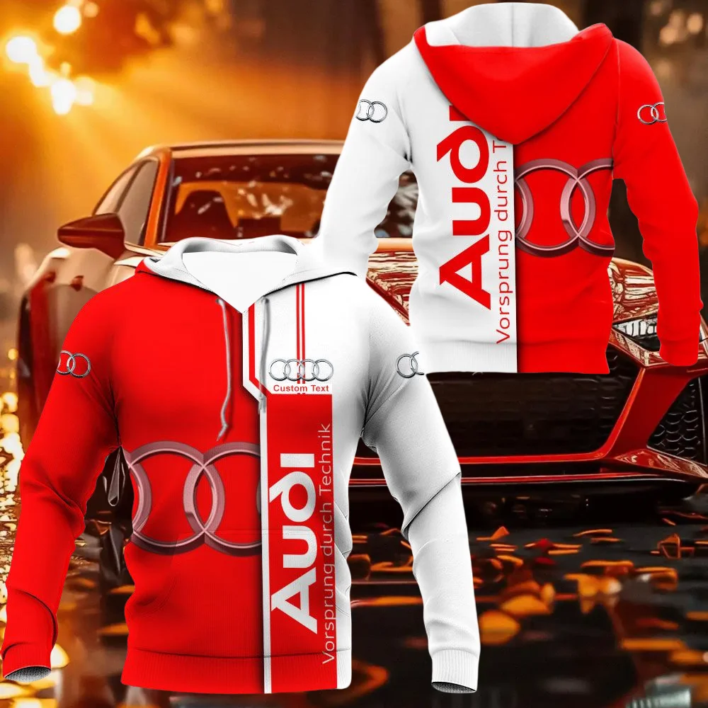 

Новая популярная толстовка с логотипом Audi и 3D-принтом, модная высококачественная дышащая повседневная удобная уличная толстовка для взрослых, красная и белая