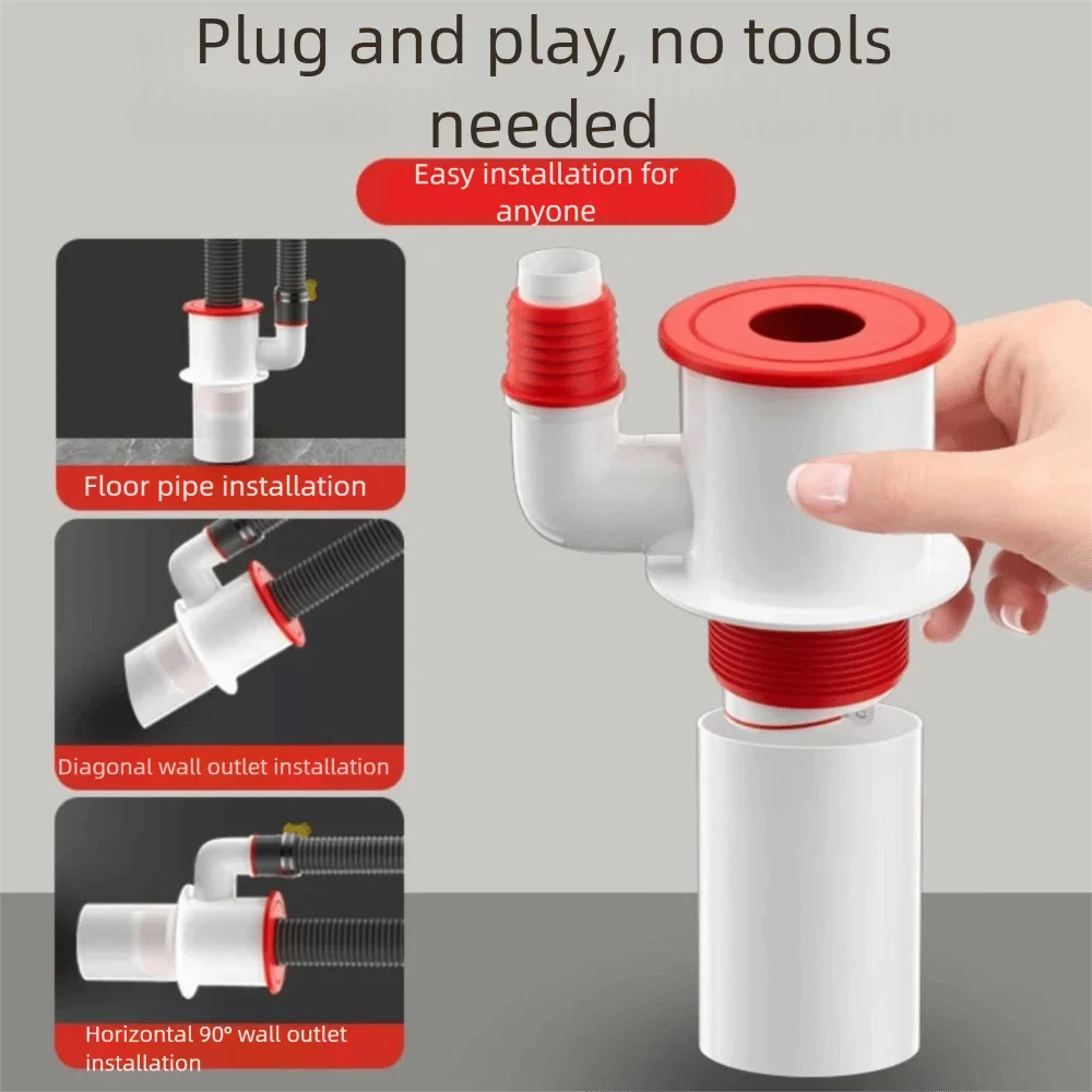 

Washing Machine Floor Drain Joint Double Purpose Pipe Drainage Connector Dishwasher Hose Adapter Three-Way Disposer Trap Tool