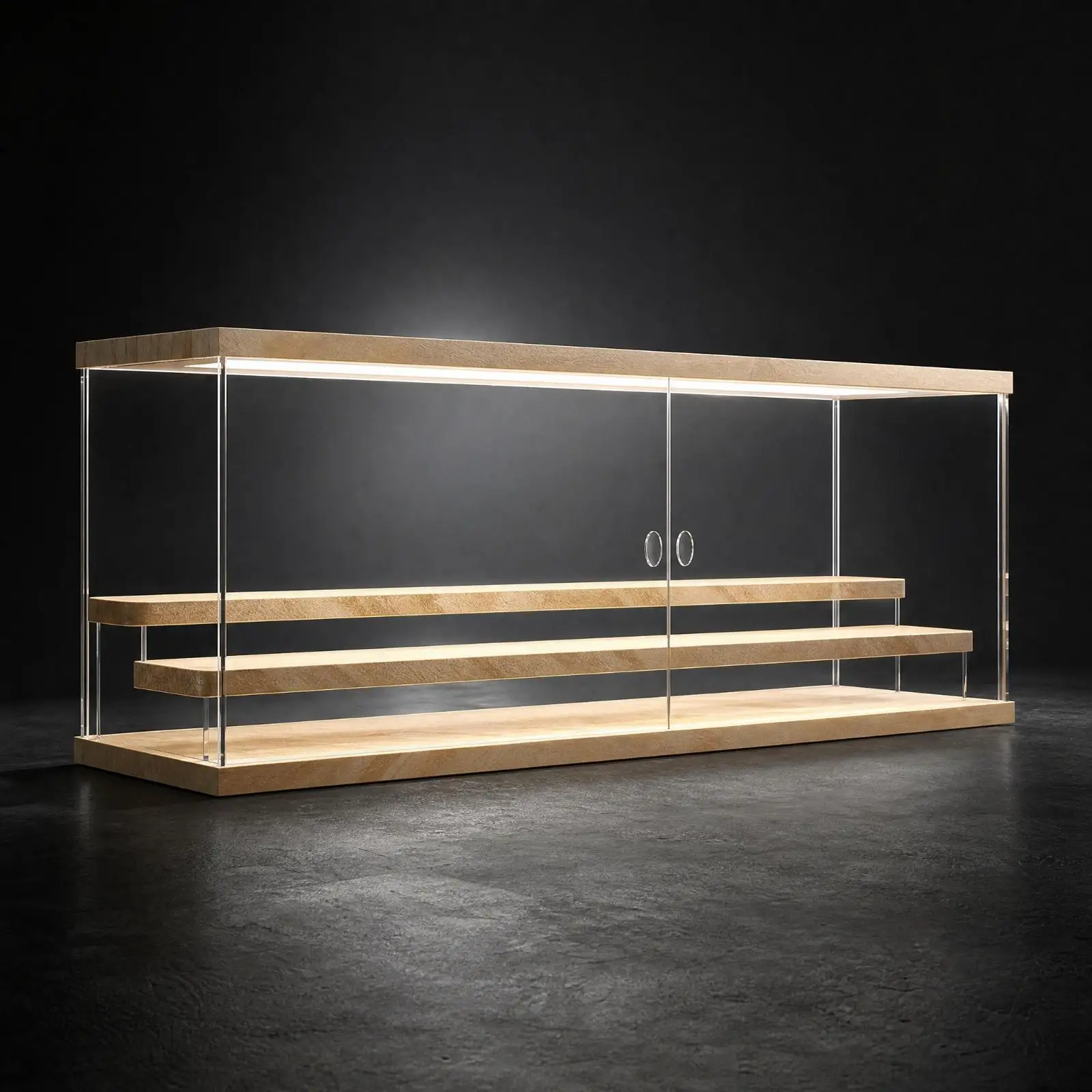 Dustproof Acrylic Display Cabinet with Front Opening Doors for Cosmetics Keepsakes Organizer