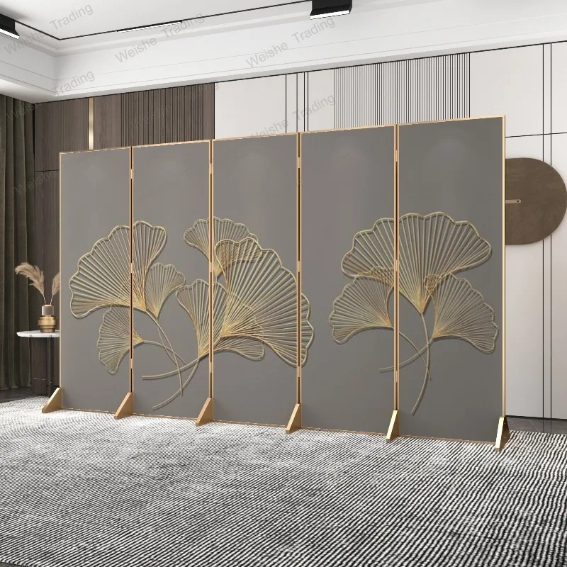 Aluminum alloy high-end screen partition light luxury living room ginkgo biloba room folding mobile wall