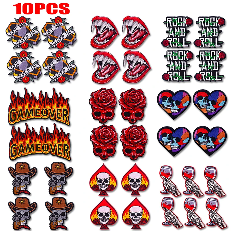 Parches termoadesivos calavera rosa estilo punk táctico - imagen 3