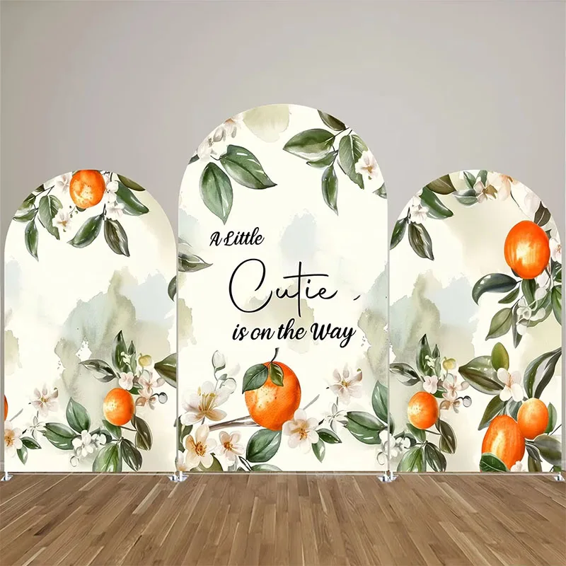 

Mehofond Custom 2 Sided Arch Cover Backdrop Citrus Lemon A Little Cutie is on The Way Decor Baby Shower Background Photo Studio