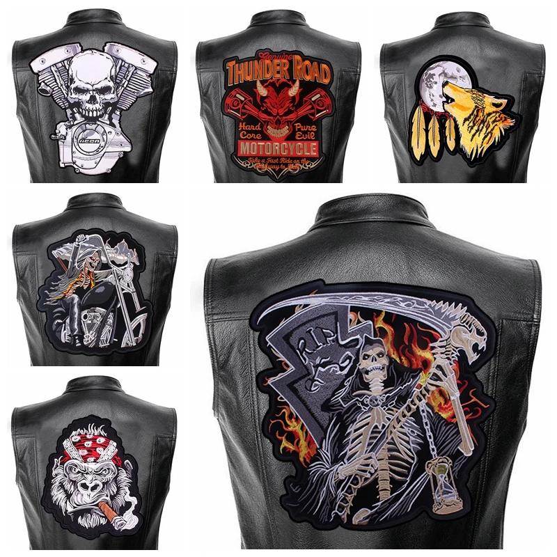 Image of Lederjacken- und Jeans-Patches: Große, aufbügelbare Rückenpatches für Kleidung, DIY, Motorrad, Biker, Punk – Aufnäher und Abzeichen