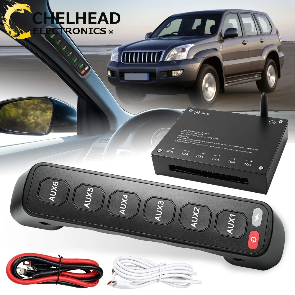 Wireless 6‑Gang Auxiliary Light Switch Control Panel | Grab Handle Fit, Compatible with PRADO LC120 Year 2003‑2009