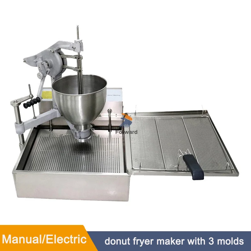 Automatic Dropping Electric Ring Donut Machine with 3 Molds Ball Donut Maker Hand Operate Mochi Doughnut Maker