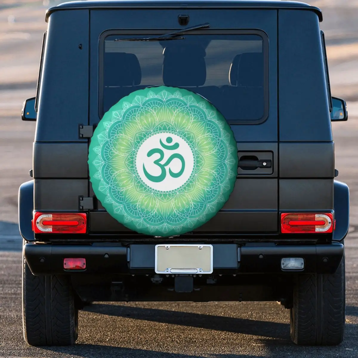 Aum Om Ohm Symbol In Mandala Ornament Tire Cover Wheel Protectors Weatherproof Universal for Jeep Trailer RV SUV Truck Camper