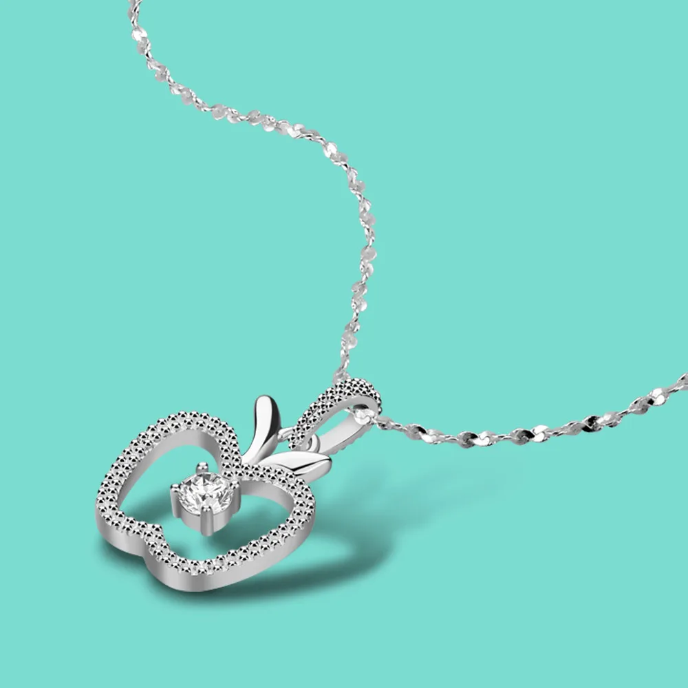 

New Classic Design 925 Sterling Silver Love Apple Necklace Collar Chain For Women Trendy Chain Pendant Necklace Jewelry