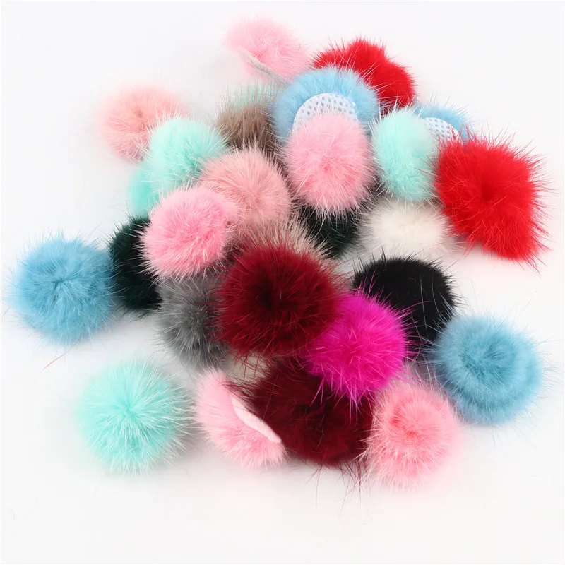 30mm DIY Pompon Real Mink Fur Pompom 30mm Comfortable Pompons Simple Pom Pom Decoration For Women Scarf Bag Clothing Skirt 10pcs