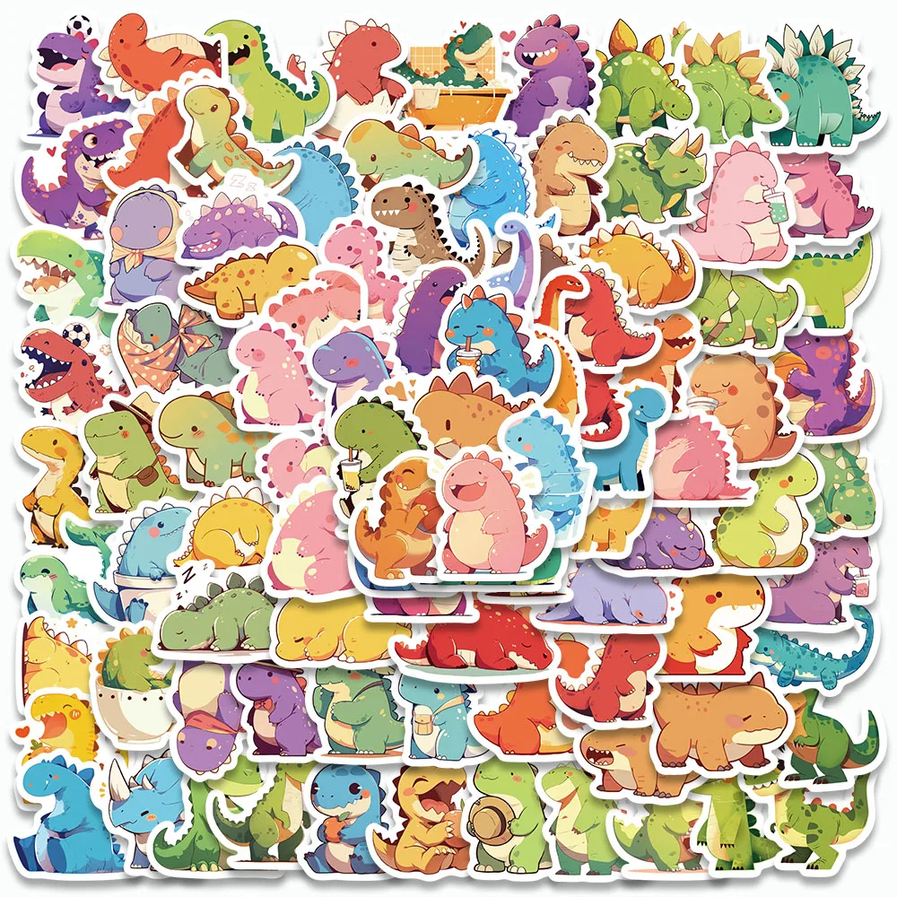 100PCS Cartoon Dinosaur Stickers Cute Animals Graffiti Decals For Laptop Cup Skateboard Suitcase Guitar Waterproof Stickers