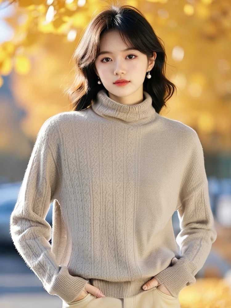 

Warm Long Sve Knitted Sweater High Ne Casual Boting Autumn Winter Top for Younger Look Comfortable Leisure Base irt