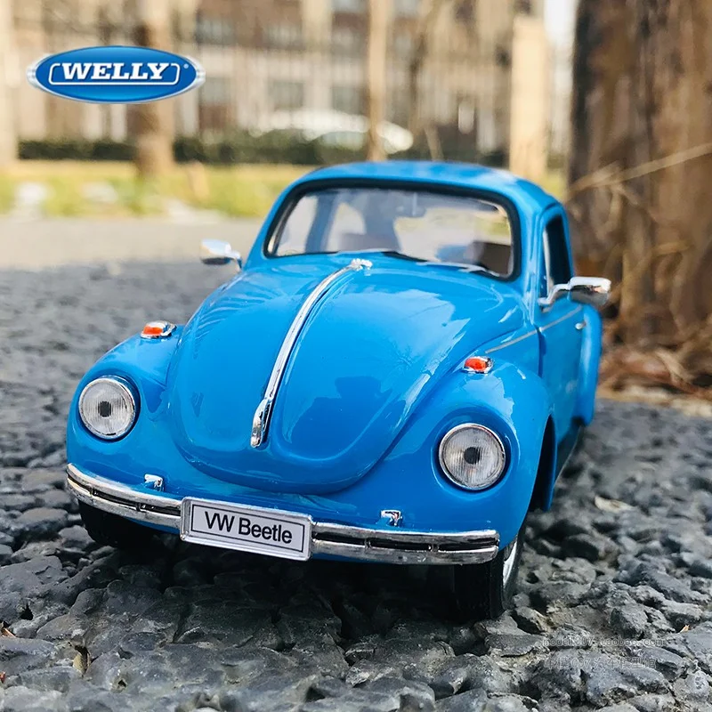 WELLY 1:24 Volkswagen Beetle Alloy Car Model Diecasts Metal Toy Classic Vehicles Car Model Simulation Collection Childrens Gifts