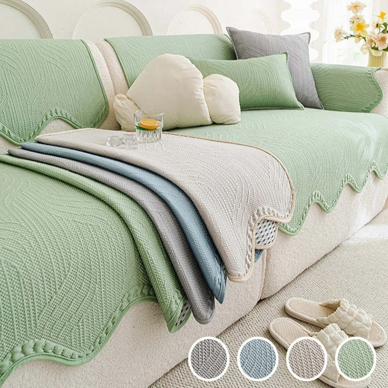 

Summer Universal Ice Silk Sofa Cover Non-slip Sofa Mat Cool Feeling Mat Cushion Sofa Towel Couch Slipcovers for Living Room Home