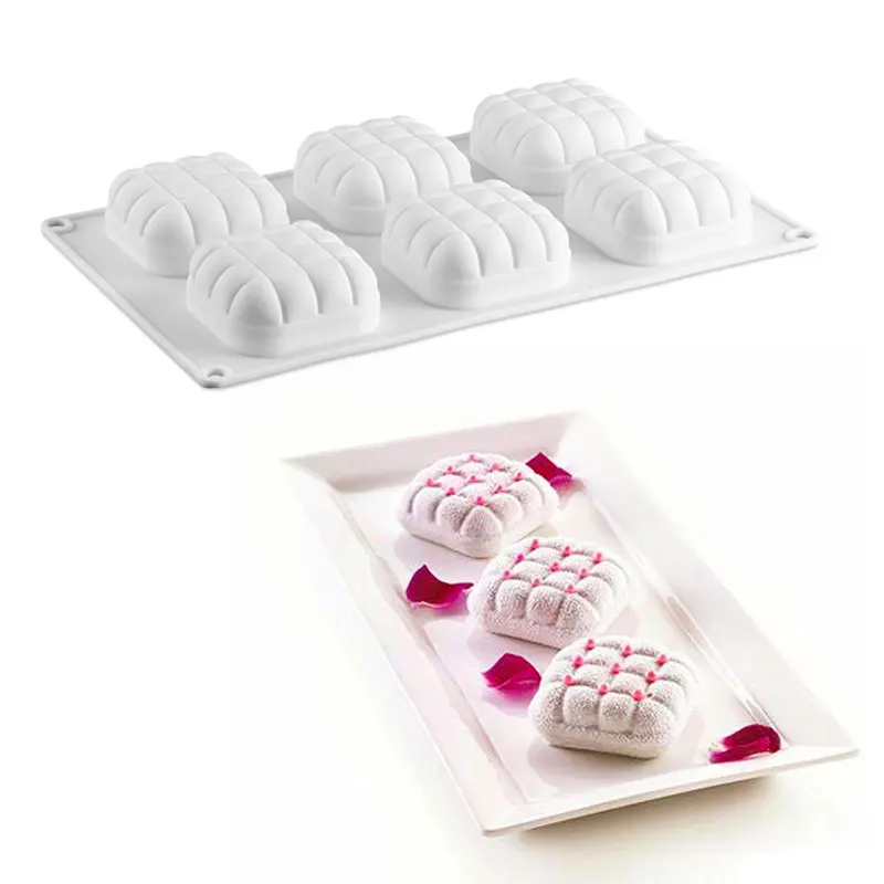 

6 Cavity Square Pillow Silicone Cake Mold for Chocolate Cream Mousse Pastry Dessert Pudding Bread Soap Bakeware Decorating Tools