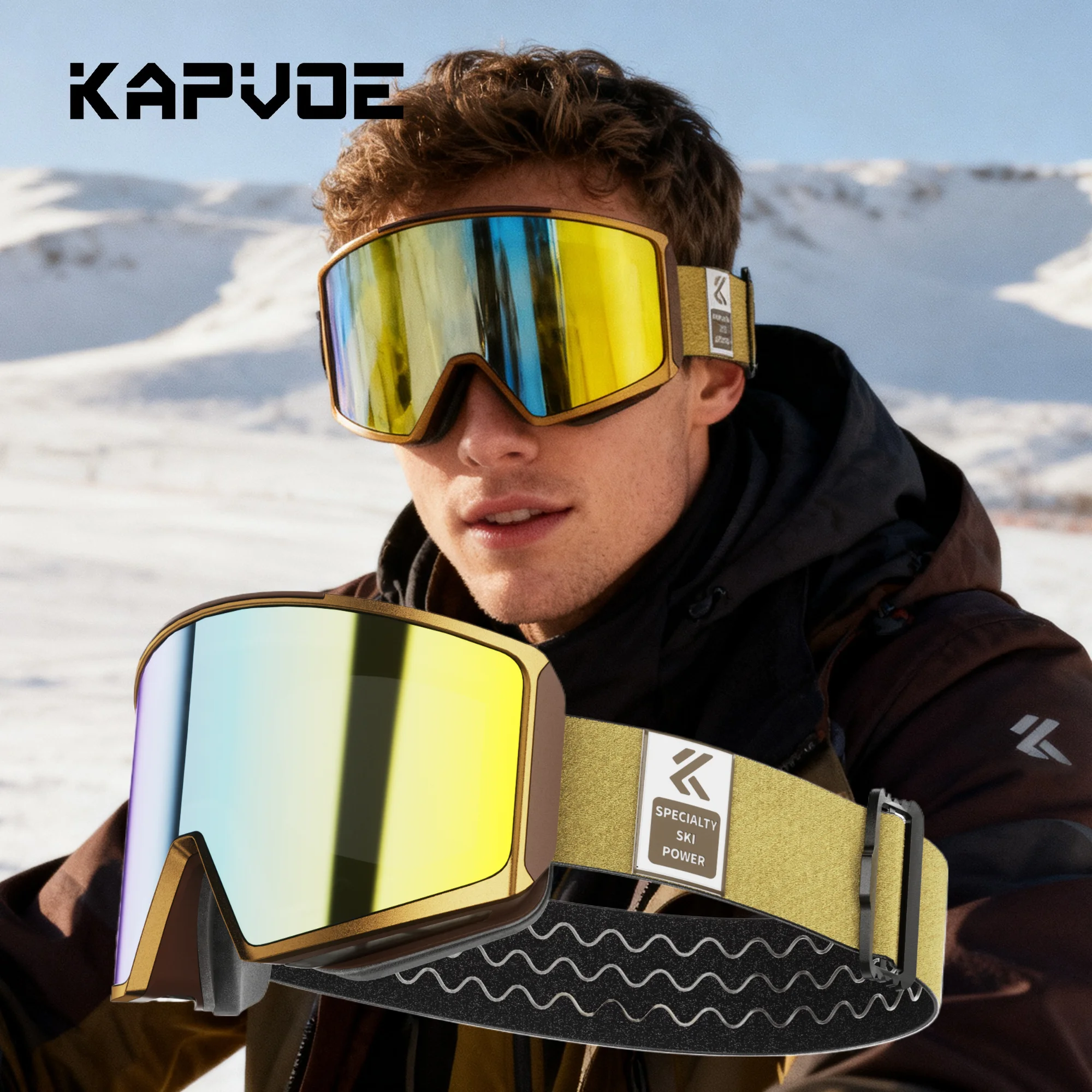 

Kapvoe Anti-Fog Ski Goggles Snowboarding Snow Skiing Mask for Men Women Lens Kit UV400 Protection Snowmobile Glasses Motorcycle