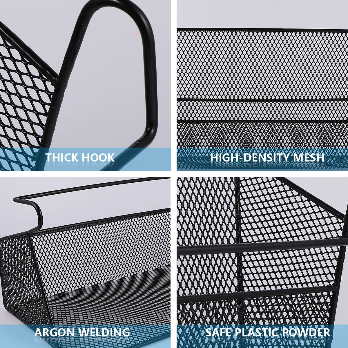 

2pcs Hanging Storage Basket Compact Bedside Organizer With Hooks For Bathroom Kitchen Dormitory Metal Wall Mounted Rack For