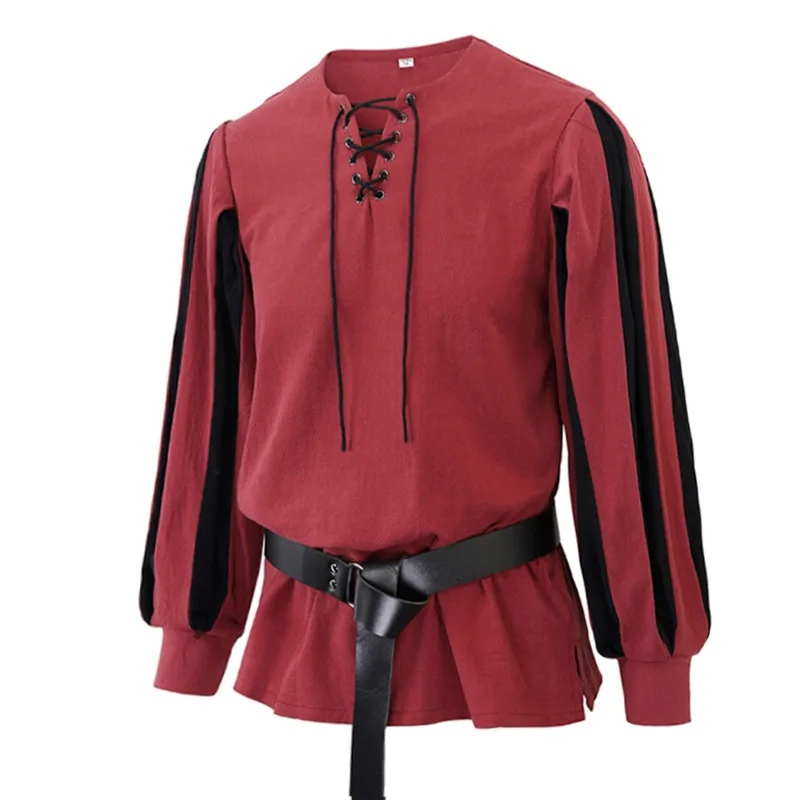 قميص حفلات الأمير من العصور الوسطى والنهضة، زي تنكري للرجال، ملابس حفلات الهالوين بأكمام طويلة وتصميم فضفاض بأسلوب الروك #2