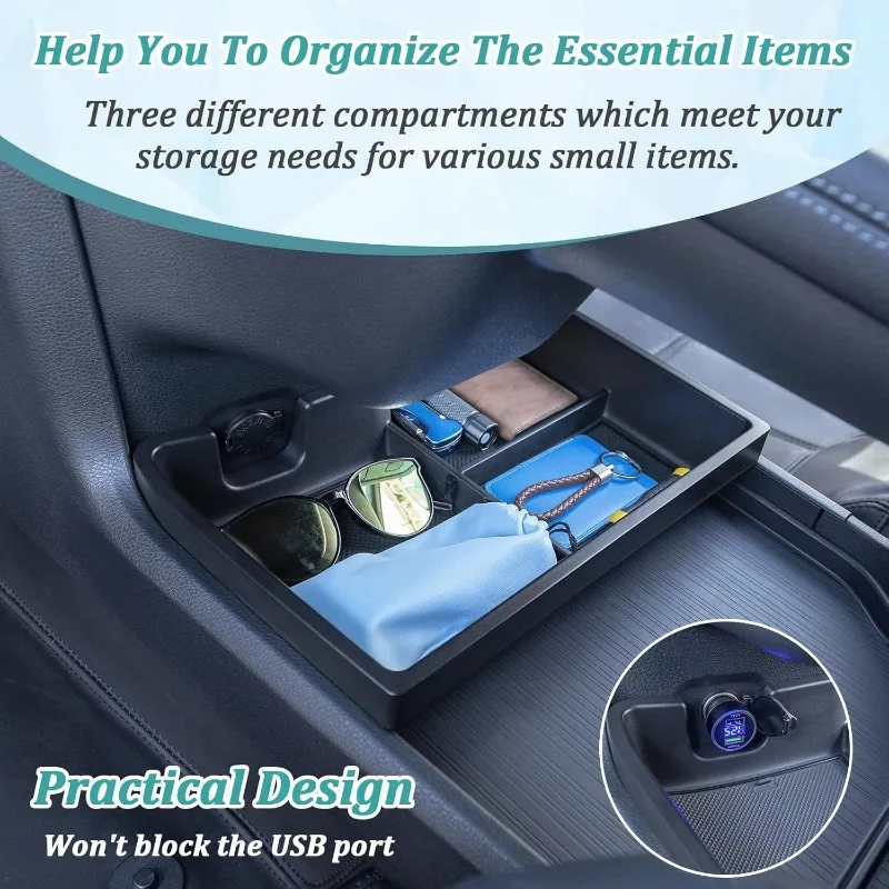 New Console Bottom Organizer Compatible with 2021-2024 2025 Toyota Sienna Accessories, Lower Center Console Tray Interior Storag
