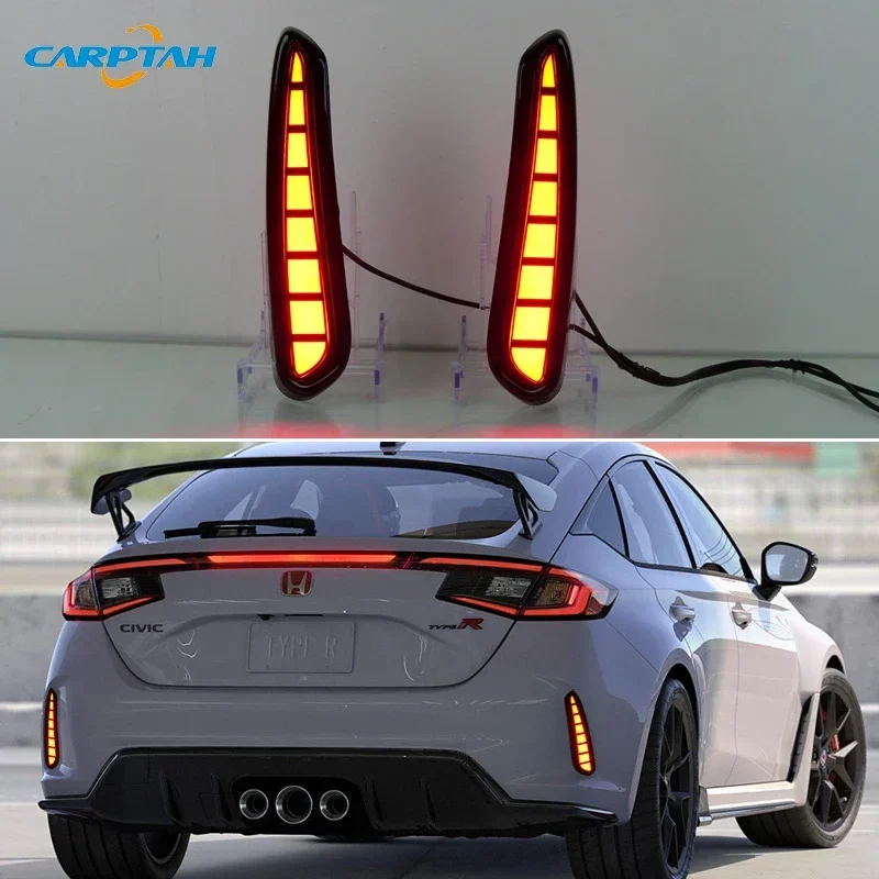 Car LED Rear Bumper Lamps For Honda Civic Type R 2023 2024 Brake Light Turn Signal Backup Reflector Lamp Reverse Fog Taillights