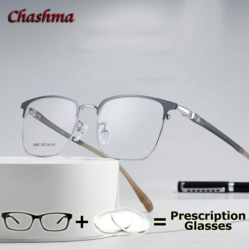

Chashma Prescription Glasses Men Square Trend Eyewear Myopia Photochromic Lenses Transition Varifocal Digital Customize Glasses